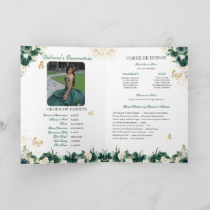 Emerald Green Floral Tiara Butterfly Quinceanera Programm