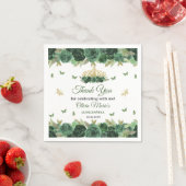 Emerald Green Floral Tiara + Butterfly Quinceanera Serviette (Beispiel)