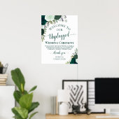 Emerald Green Floral Unplugged Wedding Zeremonie Poster (Heimbüro)