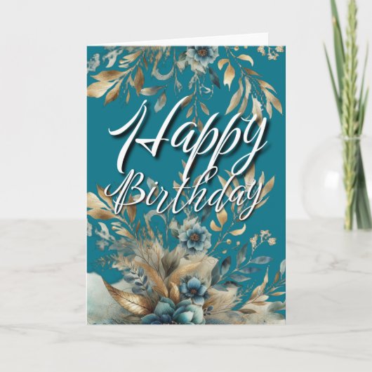 Emerald Green Floral Watercolor Boho Birthday Gree Karte (Vorderseite)