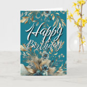 Emerald Green Floral Watercolor Boho Birthday Gree Karte (Gelbe Blume)
