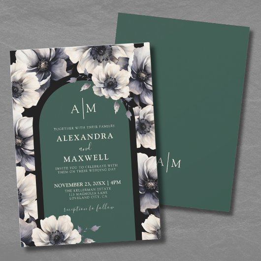 Emerald Green Floral Wedding Einladung