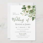 Emerald Green Floral Wedding Einladung (Vorderseite)