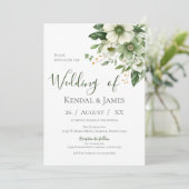 Emerald Green Floral Wedding Einladung (Stehend Vorderseite)