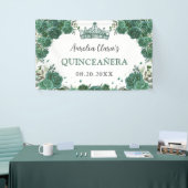 Emerald Green Floral Willkommen Quinceañera Hinter Banner (Messeveranstaltung)