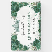 Emerald Green Floral Willkommen Quinceañera Hinter Banner (Vertikal)