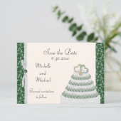 Emerald Green Florentine Save the Date (Stehend Vorderseite)