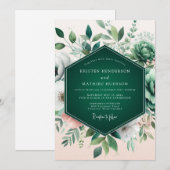 Emerald Green Flourishing Succulent Wedding Einladung (Vorne/Hinten)