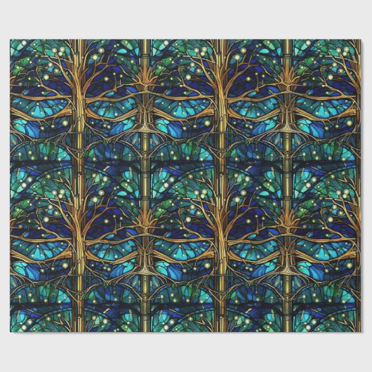 Emerald Green Forest Imitate verkleben Glasmuster Geschenkpapier (Flach)