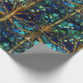 Emerald Green Forest Imitate verkleben Glasmuster Geschenkpapier (Ecke)