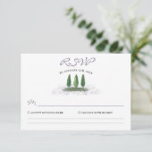 Emerald Green Forest Tree Lavender Wedding RSVP Karte (Stehend Vorderseite)