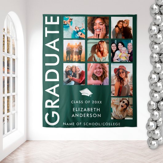 Emerald Green Foto Background for Graduation Party Wandteppich