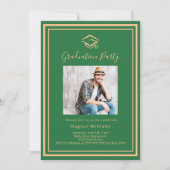 Emerald Green Foto Cap Graduation Party Einladung (Vorderseite)