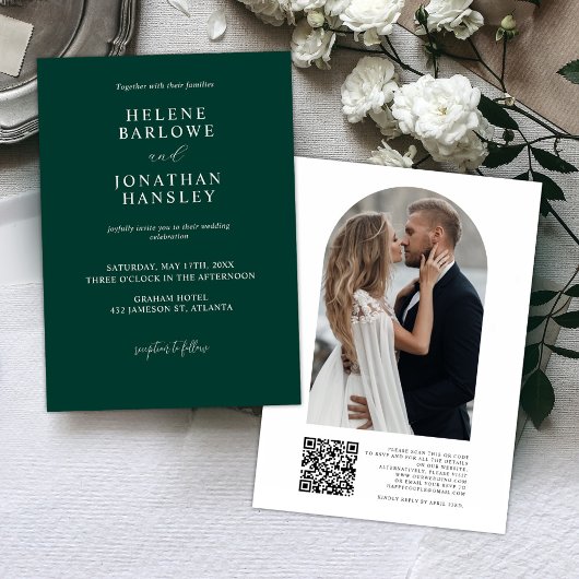 Emerald Green Foto QR Code Wedding Einladung