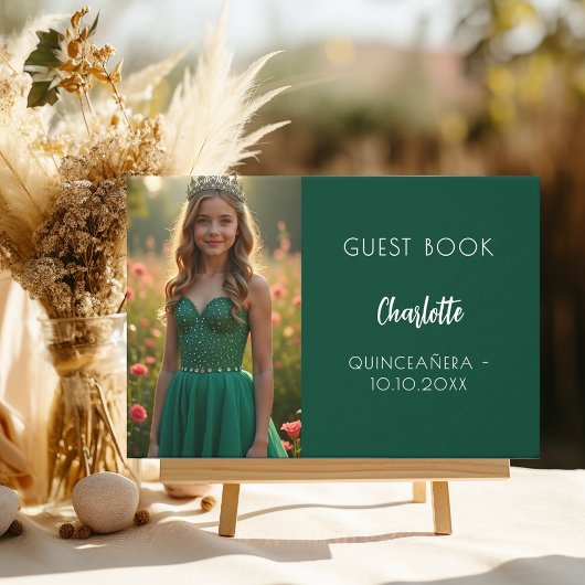 Emerald green Foto Quinceanera Gästebuch