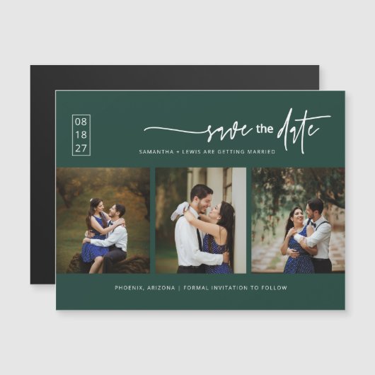 Emerald Green Foto Save the Date Magnetkarte (Vorne/Hinten)