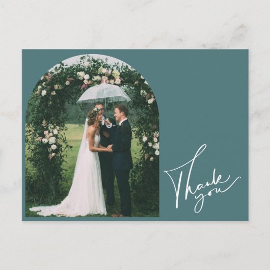 Emerald Green Foto Wedding Vielen Dank Postkarte (Vorderseite)