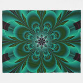 Emerald Green Fraktal Blume Fleecedecke (Vorderseite (Horizontal))
