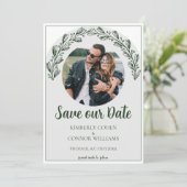 Emerald Green Garland Foto Save the Date (Stehend Vorderseite)