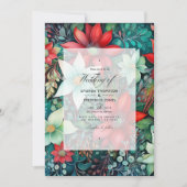 Emerald Green, Garnet Red und Snowy White Wedding Einladung (Vorderseite)