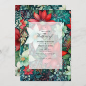 Emerald Green, Garnet Red und Snowy White Wedding Einladung (Vorne/Hinten)