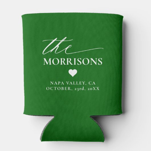 Emerald Green Gastgeschenk Hochzeit Monogram Name Dosenkühler (Rückseite)