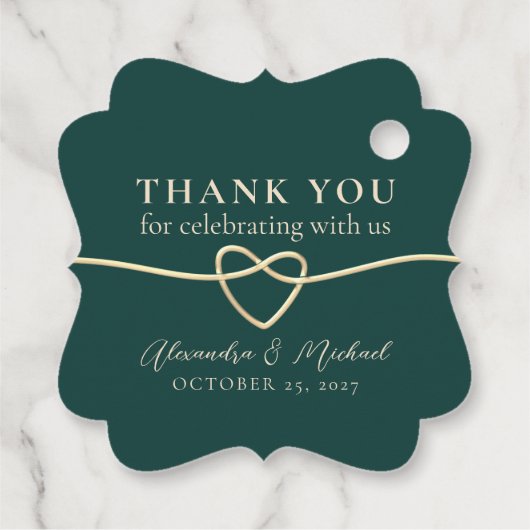 Emerald Green Gastgeschenk Hochzeit Vielen Dank Ta Geschenkanhänger (Rückseite)