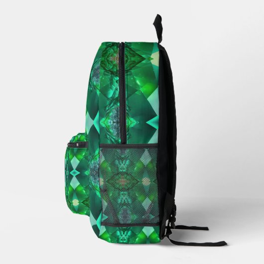 Emerald Green Gemstone Magical Mystical Trippy Bedruckter Rucksack (Rechts)