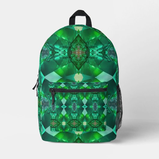 Emerald Green Gemstone Magical Mystical Trippy Bedruckter Rucksack (Vorderseite)