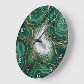 Emerald Green Geode Epoxy Wall Clock Große Wanduhr (Winkel)
