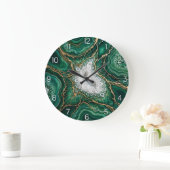 Emerald Green Geode Epoxy Wall Clock Große Wanduhr (Zuhause)