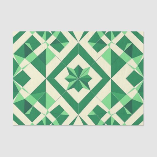 Emerald Green Geometric Star Pattern Seidenpapier (Vorderseite)