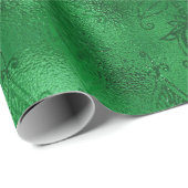 Emerald Green Glam Damask Muster Geschenkpapier (Rolleneckpunkt)