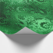 Emerald Green Glam Damask Muster Geschenkpapier (Ecke)