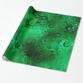 Emerald Green Glam Damask Muster Geschenkpapier