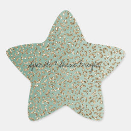 Emerald Green Glam Glitzer Leopard Print Stern-Aufkleber