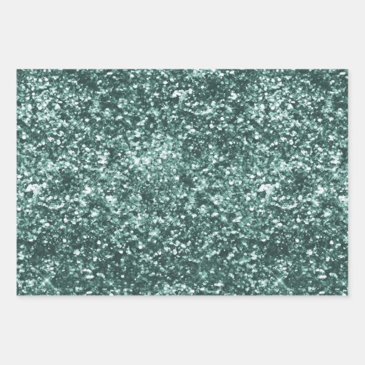 Emerald Green Glam Glitzer Streifen Geschenkpapier Set (Vorderseite 3)