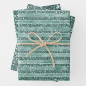 Emerald Green Glam Glitzer Streifen Geschenkpapier Set (Beispiel)