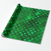 Emerald Green Glam Hearts Pattern Geschenkpapier (Ungerollt)