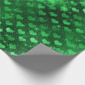 Emerald Green Glam Hearts Pattern Geschenkpapier (Ecke)