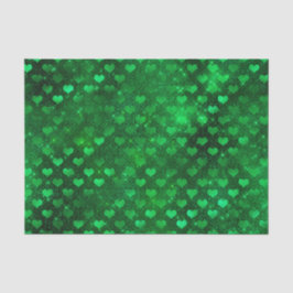 Emerald Green Glam Hearts Pattern Seidenpapier