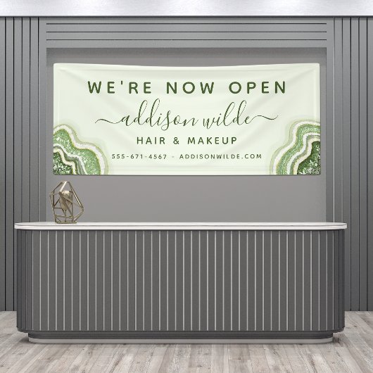 Emerald Green Glitzer Agate Geode Luxe Business Banner