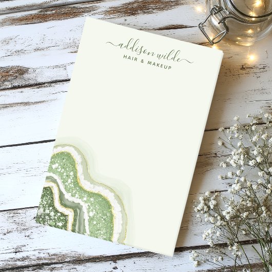 Emerald Green Glitzer Agate Geode Luxe Business Post-it Klebezettel