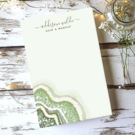 Emerald Green Glitzer Agate Geode Luxe Business Post-it Klebezettel