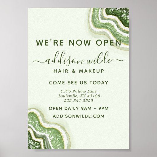 Emerald Green Glitzer Agate Geode Luxe Business Poster (Vorne)