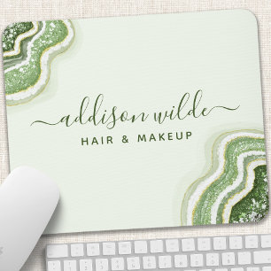 Emerald Green Glitzer Agate Geode Luxe Chic Mousepad