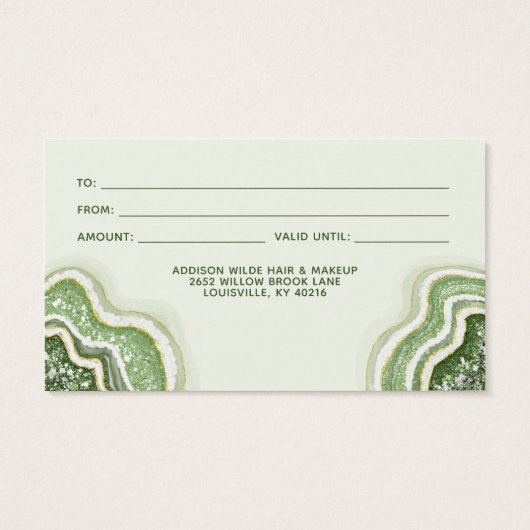 Emerald Green Glitzer Agate Geode Luxe Geschenkkar (Rückseite)