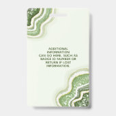 Emerald Green Glitzer Agate Geode Luxe ID Abzeiche Ausweis (Rückseite)