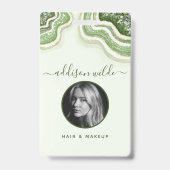 Emerald Green Glitzer Agate Geode Luxe ID Abzeiche Ausweis (Vorderseite)