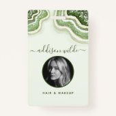 Emerald Green Glitzer Agate Geode Luxe ID Abzeiche Ausweis (Vorderseite)